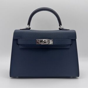 19CM Classic Epsom Leather Top Handle Mini Bag - Navy
